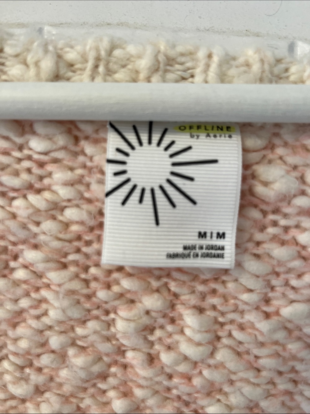 aerie Cream and Pink Marled Knit Button-Front Cardigan
